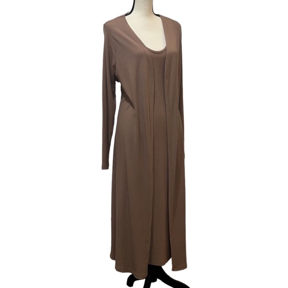 FTF Ribbed Knit Midi Dress & Cardigan Set - Picture 4 of 16